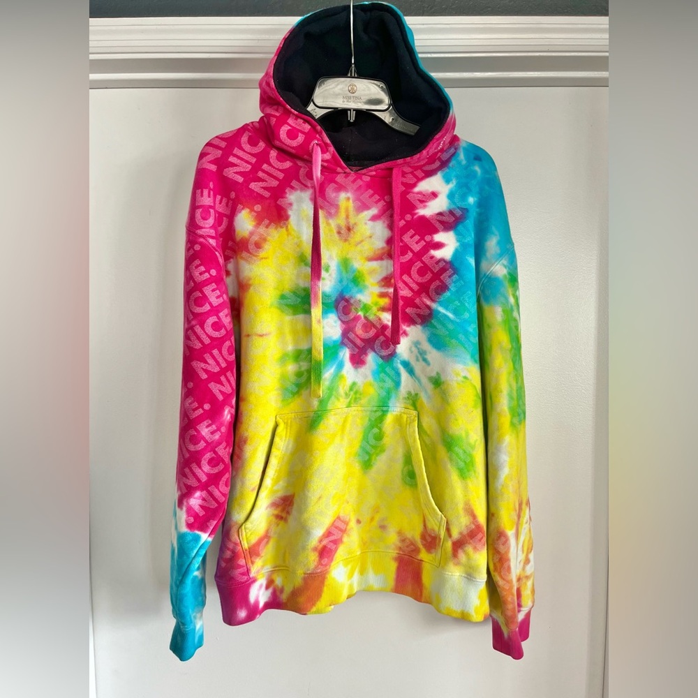 Nice Kicks Long Sleeve Tie Dye Sweatshirt Hoodie Size L Be Nice
